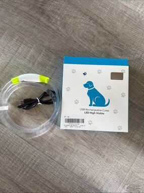 USB Rechargeable LED Dog Collar - Clear with Neon Yellow Accent